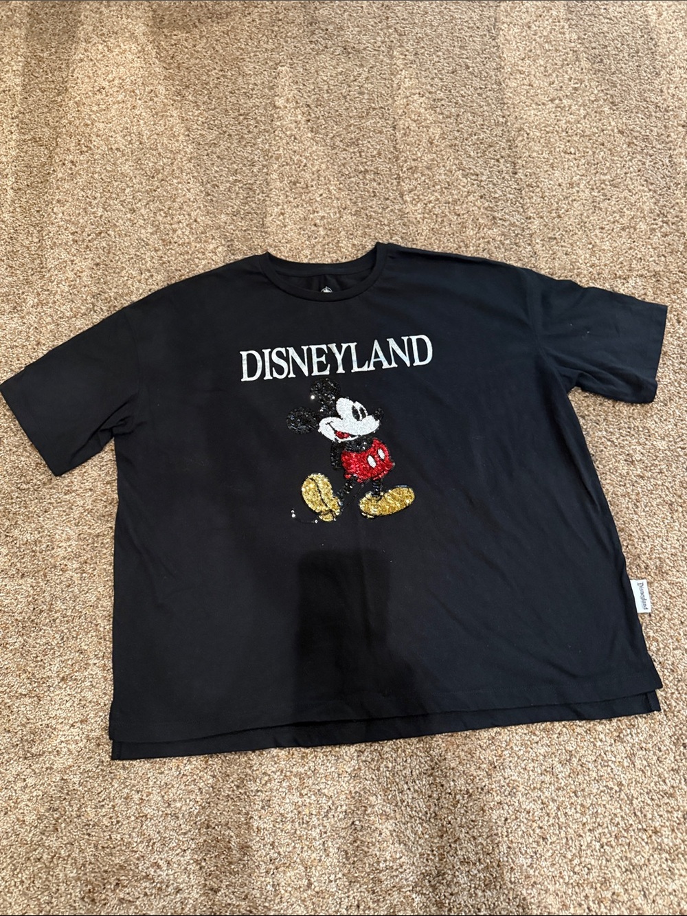 Disney Black women T-Shirt with Sequined Mickey and Disneyland Logo